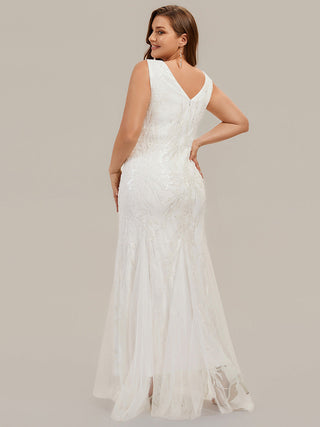Strapless High Stretch Sequin Floral Fishtail V-Neck Wedding Dresses