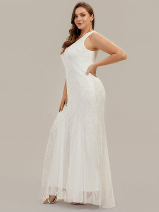 Strapless High Stretch Sequin Floral Fishtail V-Neck Wedding Dresses