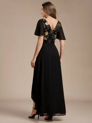 Sequined Ruffle Sleeve Chiffon Mother of the Bride Dress