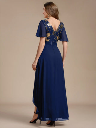 Sequined Ruffle Sleeve Chiffon Mother of the Bride Dress