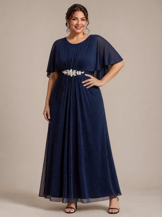 Cape Sleeve Lurex Mesh A-line Floor Length Mother of the Bride Dress