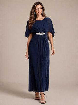 Cape Sleeve Lurex Mesh A-line Floor Length Mother of the Bride Dress