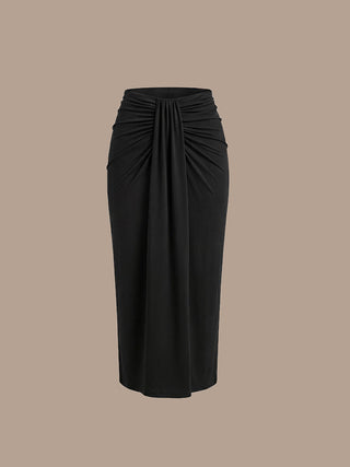 High Stretch Bodycon Midi Dress with No Zipper and Sleeveless Design Skirts