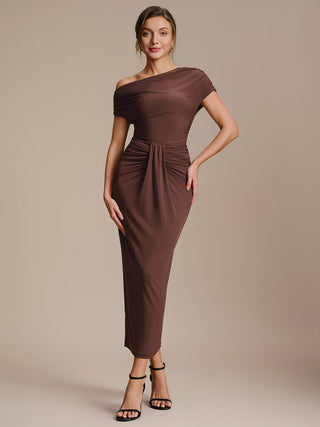 High Stretch Bodycon Midi Dress with No Zipper and Sleeveless Design Skirts
