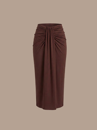 High Stretch Bodycon Midi Dress with No Zipper and Sleeveless Design Skirts