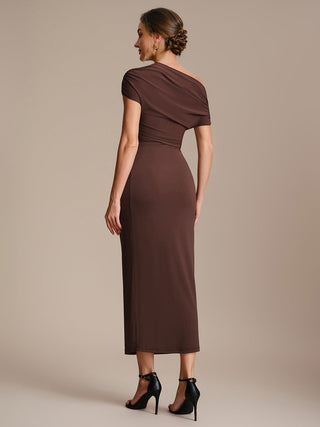 High Stretch Bodycon Midi Dress with No Zipper and Sleeveless Design Skirts