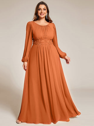Long Sleeve Pleated Ruched A-Line Floor Length Bridesmaid Dresses (New SKU ES01068)