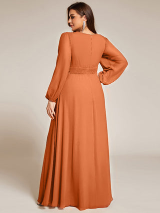 Long Sleeve Pleated Ruched A-Line Floor Length Bridesmaid Dresses (New SKU ES01068)