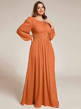 Long Sleeve Pleated Ruched A-Line Floor Length Bridesmaid Dresses (New SKU ES01068)