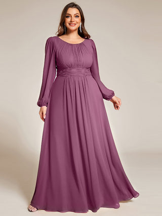 Long Sleeve Pleated Ruched A-Line Floor Length Bridesmaid Dresses (New SKU ES01068)