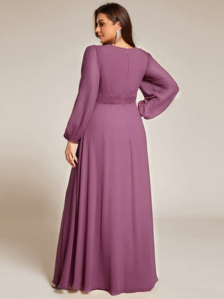 Long Sleeve Pleated Ruched A-Line Floor Length Bridesmaid Dresses (New SKU ES01068)