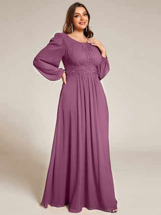 Long Sleeve Pleated Ruched A-Line Floor Length Bridesmaid Dresses (New SKU ES01068)