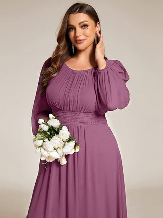 Long Sleeve Pleated Ruched A-Line Floor Length Bridesmaid Dresses (New SKU ES01068)