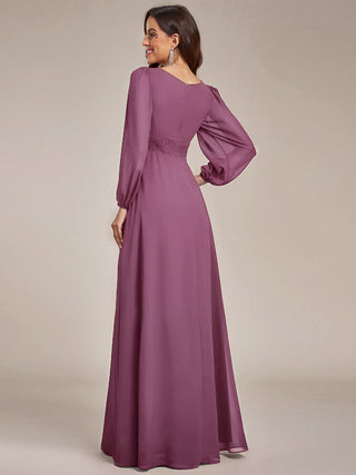 Long Sleeve Pleated Ruched A-Line Floor Length Bridesmaid Dresses (New SKU ES01068)