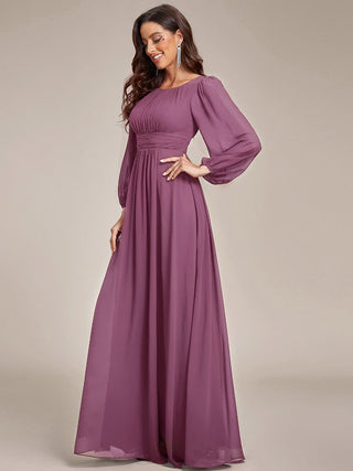 Long Sleeve Pleated Ruched A-Line Floor Length Bridesmaid Dresses (New SKU ES01068)