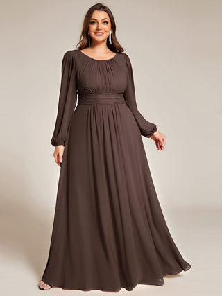 Long Sleeve Pleated Ruched A-Line Floor Length Bridesmaid Dresses (New SKU ES01068)