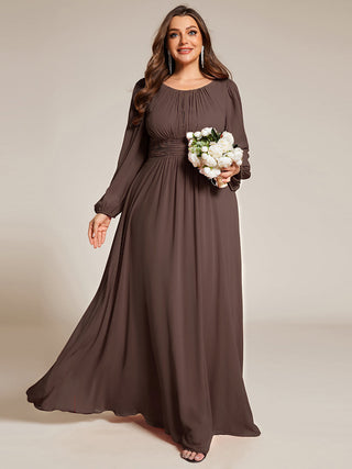 Long Sleeve Pleated Ruched A-Line Floor Length Bridesmaid Dresses (New SKU ES01068)