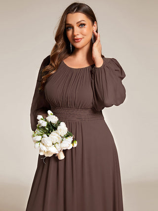 Long Sleeve Pleated Ruched A-Line Floor Length Bridesmaid Dresses (New SKU ES01068)