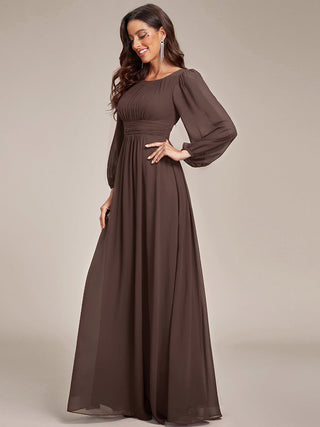Long Sleeve Pleated Ruched A-Line Floor Length Bridesmaid Dresses (New SKU ES01068)
