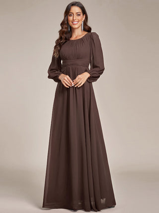 Long Sleeve Pleated Ruched A-Line Floor Length Bridesmaid Dresses (New SKU ES01068)