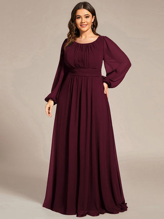 Long Sleeve Pleated Ruched A-Line Floor Length Bridesmaid Dresses (New SKU ES01068)