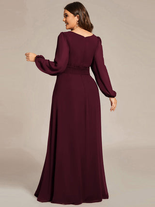 Long Sleeve Pleated Ruched A-Line Floor Length Bridesmaid Dresses (New SKU ES01068)