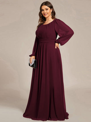Long Sleeve Pleated Ruched A-Line Floor Length Bridesmaid Dresses (New SKU ES01068)