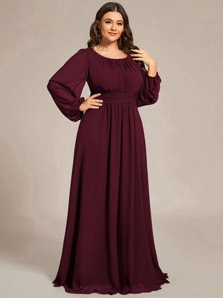 Long Sleeve Pleated Ruched A-Line Floor Length Bridesmaid Dresses (New SKU ES01068)