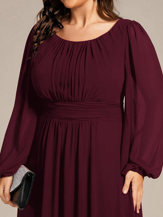 Long Sleeve Pleated Ruched A-Line Floor Length Bridesmaid Dresses (New SKU ES01068)