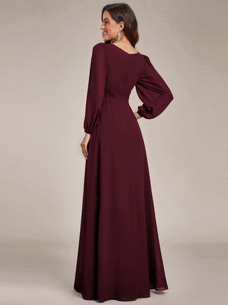 Long Sleeve Pleated Ruched A-Line Floor Length Bridesmaid Dresses (New SKU ES01068)