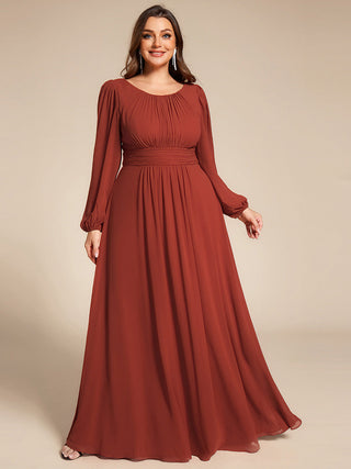 Long Sleeve Pleated Ruched A-Line Floor Length Bridesmaid Dresses (New SKU ES01068)