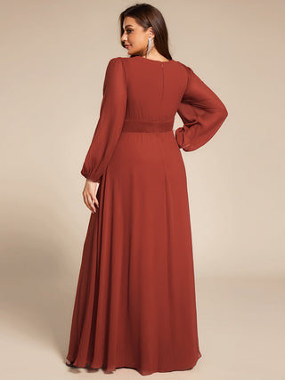 Long Sleeve Pleated Ruched A-Line Floor Length Bridesmaid Dresses (New SKU ES01068)