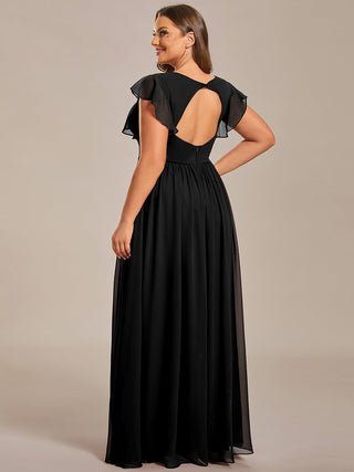 Plus V Neck Pleated Belted Ruffles Bridesmaid Dresses (New SKU ES01818)
