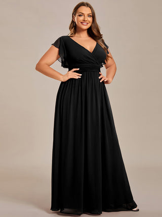 Plus V Neck Pleated Belted Ruffles Bridesmaid Dresses (New SKU ES01818)