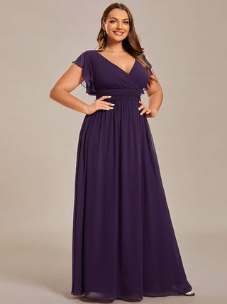 Plus V Neck Pleated Belted Ruffles Bridesmaid Dresses (New SKU ES01818)