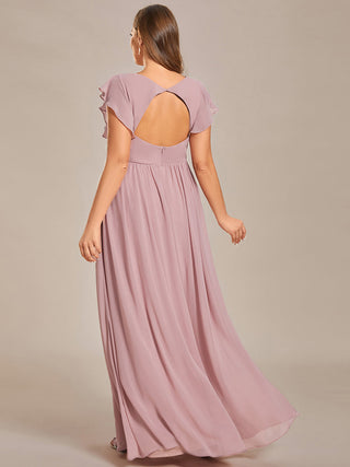 Plus V Neck Pleated Belted Ruffles Bridesmaid Dresses (New SKU ES01818)