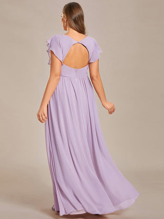 Plus V Neck Pleated Belted Ruffles Bridesmaid Dresses (New SKU ES01818)