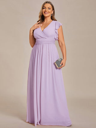 Plus V Neck Pleated Belted Ruffles Bridesmaid Dresses (New SKU ES01818)