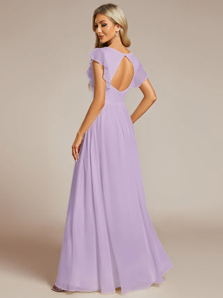 Plus V Neck Pleated Belted Ruffles Bridesmaid Dresses (New SKU ES01818)