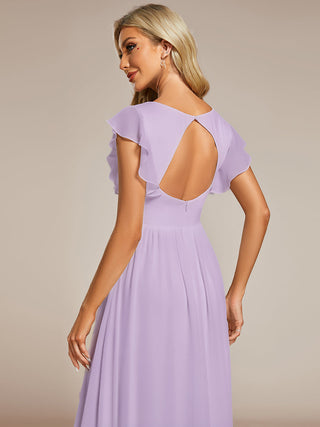 Plus V Neck Pleated Belted Ruffles Bridesmaid Dresses (New SKU ES01818)