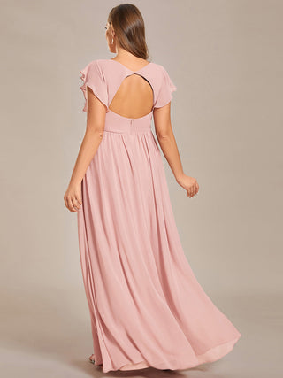 Plus V Neck Pleated Belted Ruffles Bridesmaid Dresses (New SKU ES01818)