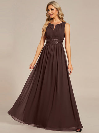 Embroidered Chiffon A-Line Floor Length Bridesmaid Dress