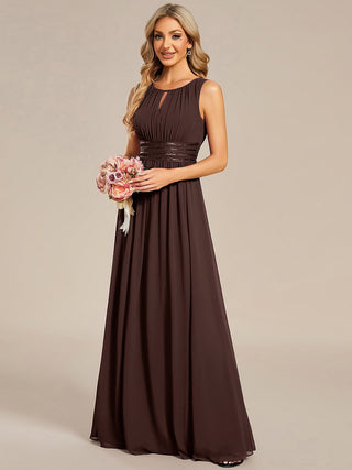 Embroidered Chiffon A-Line Floor Length Bridesmaid Dress