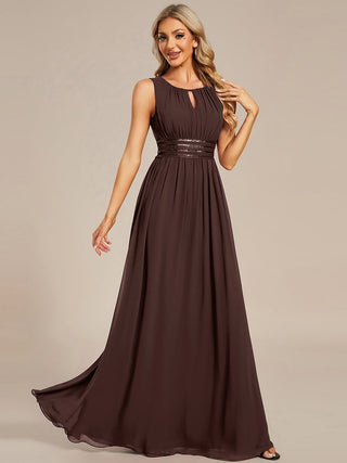 Embroidered Chiffon A-Line Floor Length Bridesmaid Dress