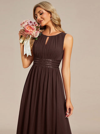 Embroidered Chiffon A-Line Floor Length Bridesmaid Dress