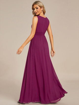 Embroidered Chiffon A-Line Floor Length Bridesmaid Dress