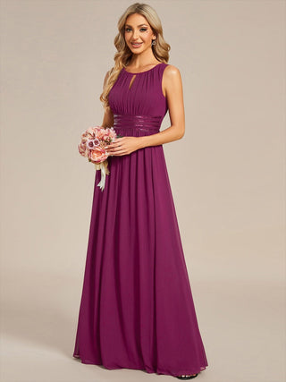 Embroidered Chiffon A-Line Floor Length Bridesmaid Dress
