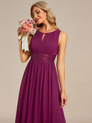 Embroidered Chiffon A-Line Floor Length Bridesmaid Dress
