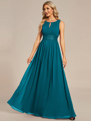 Embroidered Chiffon A-Line Floor Length Bridesmaid Dress