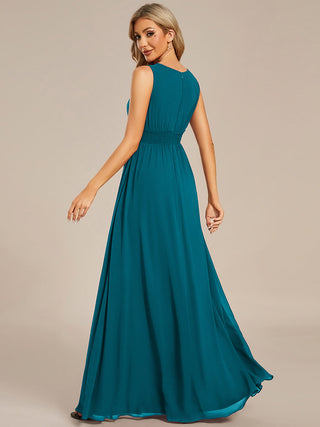 Embroidered Chiffon A-Line Floor Length Bridesmaid Dress
